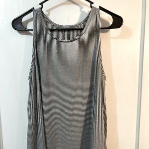 Black and white stripe, high neck tank